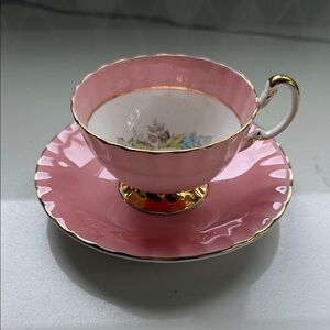 Antique Aynsley Dusty Rose Teacup and Saucer Set